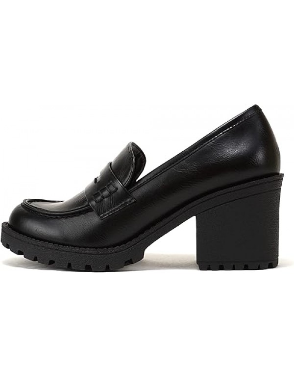 女式防滑中跟凸耳底便士Loafer鞋