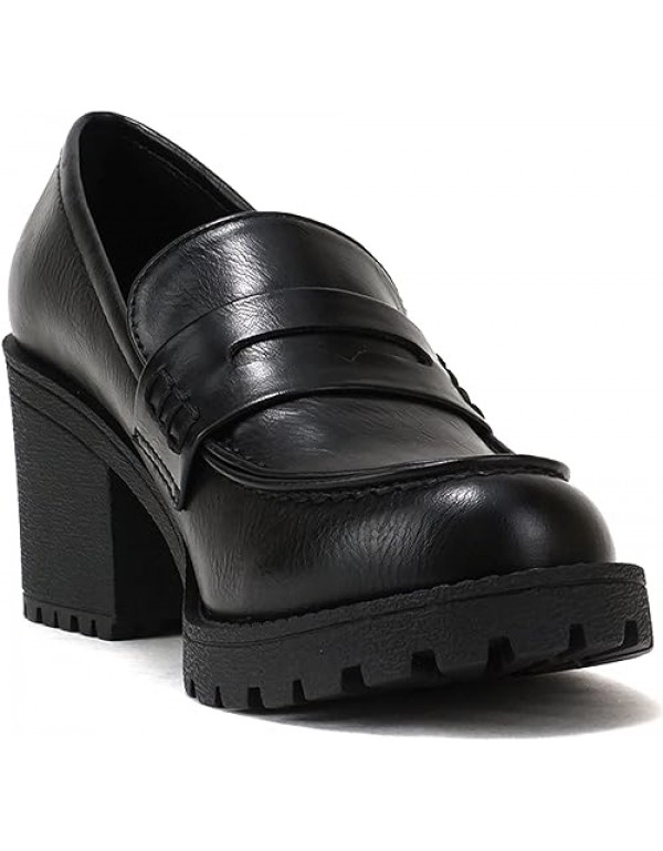 女式防滑中跟凸耳底便士Loafer鞋